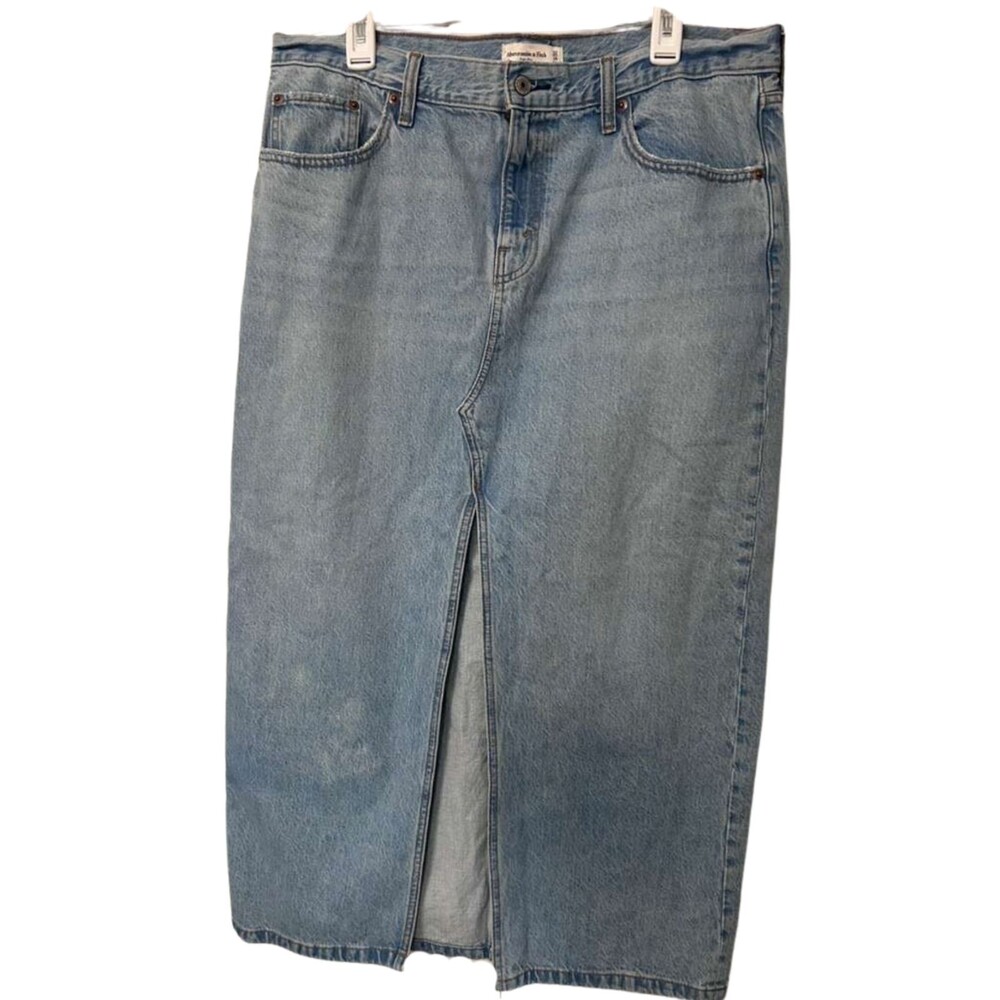 Abercrombie & Fitch Low Rise Maxi Denim Skirt Womens 32/14 Light Wash Long